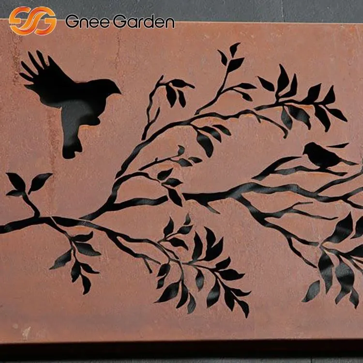 Lachin Corten Folding Screens Birds Design