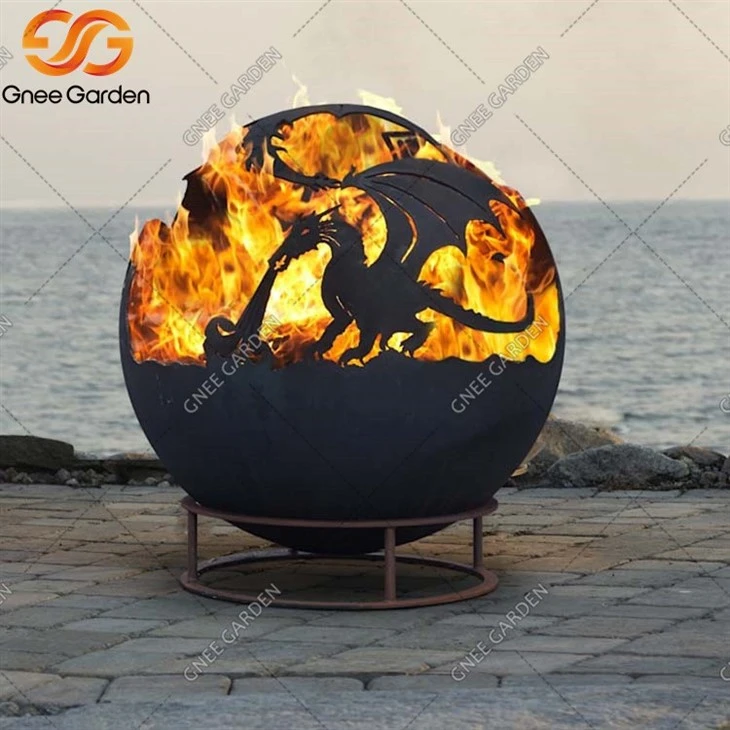 corten backyard fire globe