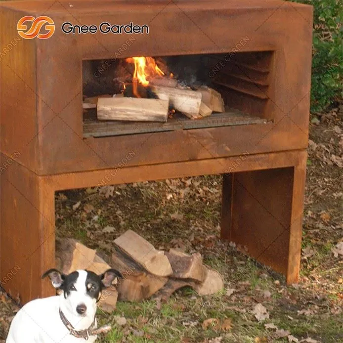 Corten Steel fireplace open-air room