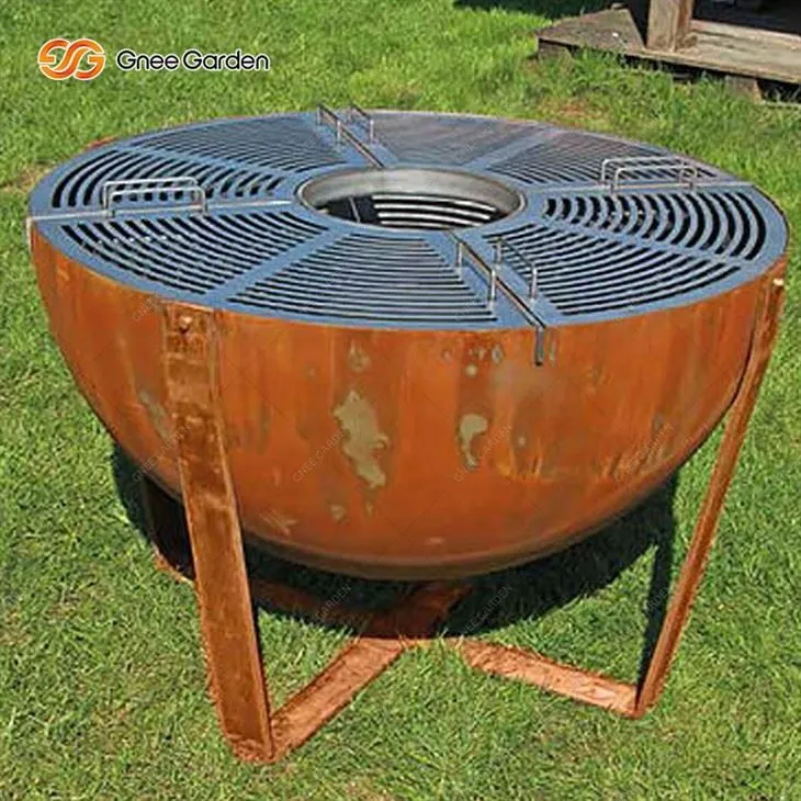 Corten Steel Deyò Fire Bowl Barbecue ak Ring Grill