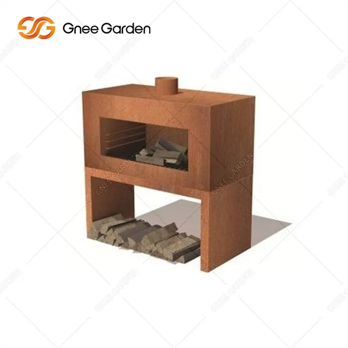 corten modern fireplace