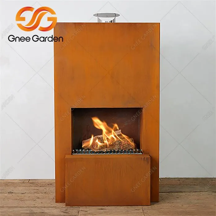 Corten Steel Wood  Burning  Fireplace