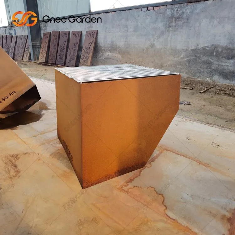 Popilè bwa ki boule Corten Steel dife twou